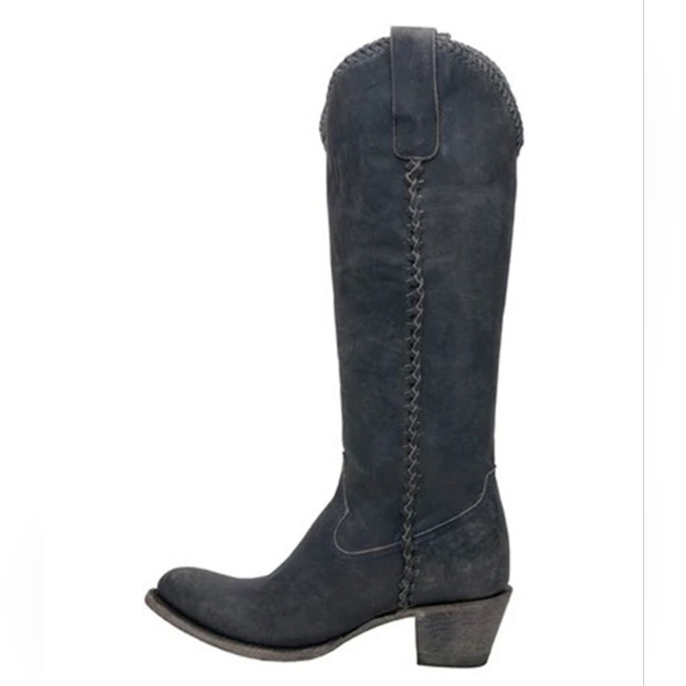 Lane Women's Plane Jane Western Tall Boots Pointed Toe Navy - Picture 3 of 7